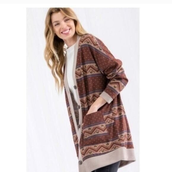 WESTERN/AZTEC PRINT CARDIGAN-NEW- - Picture 6 of 6